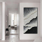 NANKAI Hand Painted black and white abstract canvas art oil painting waves - Image 5