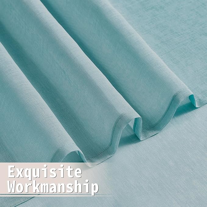 Tollpiz Sheer Door Curtain Closet Linen Textured Curtain Sheers Doorway Light - Image 8