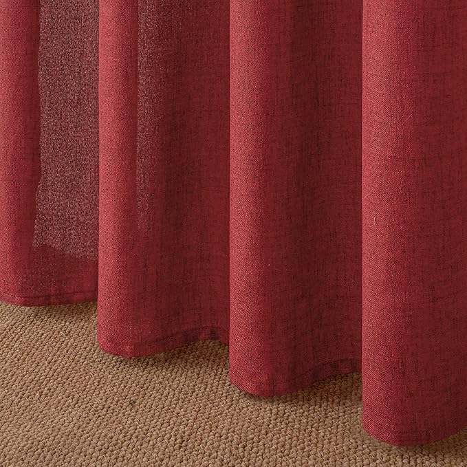 YoungsTex Red Linen Curtains 45 Inch Length - Image 8