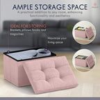 Ornavo Home Small Storage Ottoman Foldable Collapsible Rectangle Linen Ottoman - Image 3