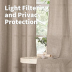YoungsTex Dark Oatmeal Linen Semi Sheer Curtains 80 Inch Length - Image 3