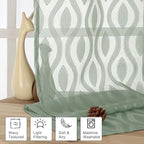 Aiyufeng Green Sheer Curtains Tiers 36 Inch Length 2 Panels Set, Airy - Image 2