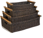 The Basket Lady Low Pole Handle Wicker Storage Basket, 15 in L x 9 in W x 5 in H - Image 2