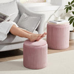 Round Ottoman with Storage Set of 2, Vanity Stool with Storage - Image 8