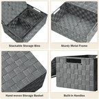 Storage Bins with Lids, Woven Storage Box Organizer Containers Decorative - Image 4