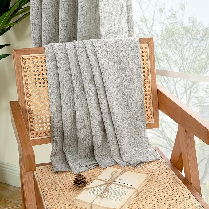 YoungsTex Dark Grey Linen Curtains 63 Inch Length - Image 9