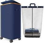 Laundry Hamper with Wheels, 29 Gal Laundry Basket with lid Rolling Clothes by Wuevu