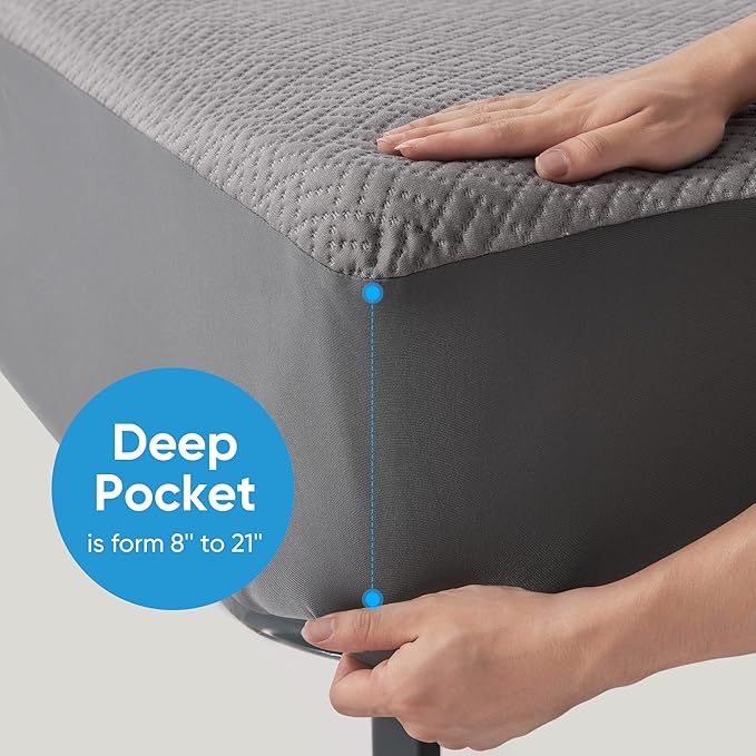 Hanherry 100% Waterproof Queen Size Mattress Protector, Rayon Made from Bamboo - Image 4