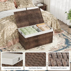 HOOBRO Storage Basket with Lid, 42.3 Gallon Wicker Basket, Handwoven Blanket - Image 8