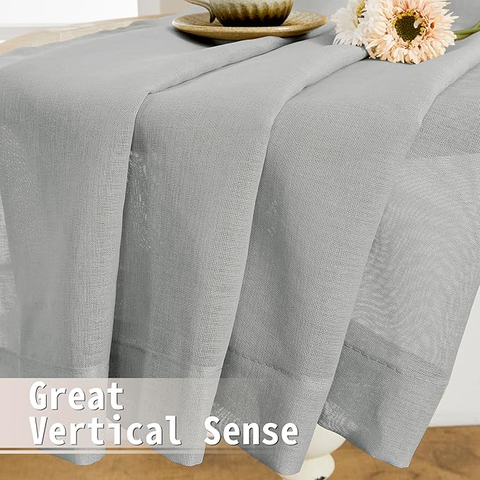 Tollpiz Sheer Door Curtain Closet Linen Textured Curtains Sheer Doorway Light - Image 6