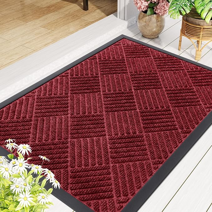 Smiry Front Door Mat Outside Entrance, Heavy Duty Outdoor Indoor Natural Rubber - Image 8