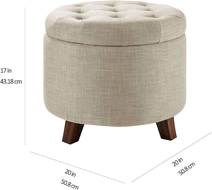 Amazon Basics Round Linen Ottoman - Image 3