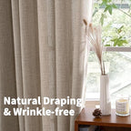 YoungsTex Dark Oatmeal Linen Semi Sheer Curtains 80 Inch Length - Image 5