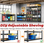 72"H Storage Shelves Heavy Duty, 2000LBS Garage Shelving, 5 Tier Metal Shelving - Image 7