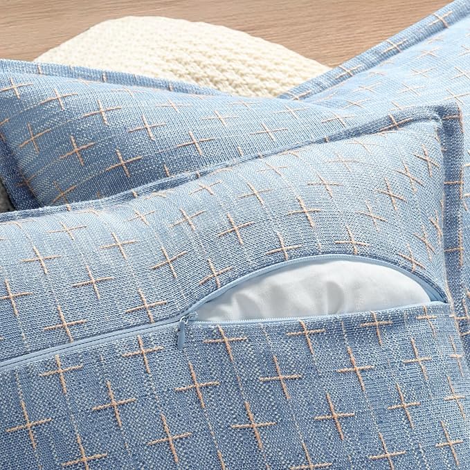 ZWJD Pillow Covers 24x24 Set of 2 Soft Polyester Textured Pillow Covers - Image 3