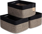 NaturalCozy Storage Baskets 16.8”x13”x7.6” Cotton Rope Woven Baskets by NaturalCozy
