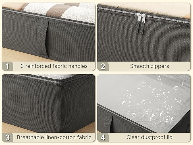 2-Pack Under Bed Storage, 6 Inches Tall Closet Organizers and Storage Bins - Image 5
