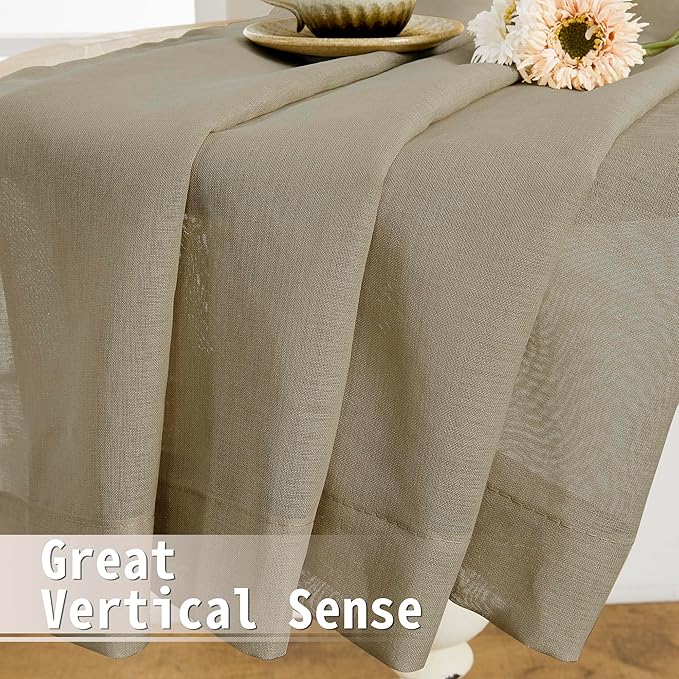 Tollpiz Sheer Door Curtains Closet Linen Textured Curtains Sheer Doorway Light - Image 6