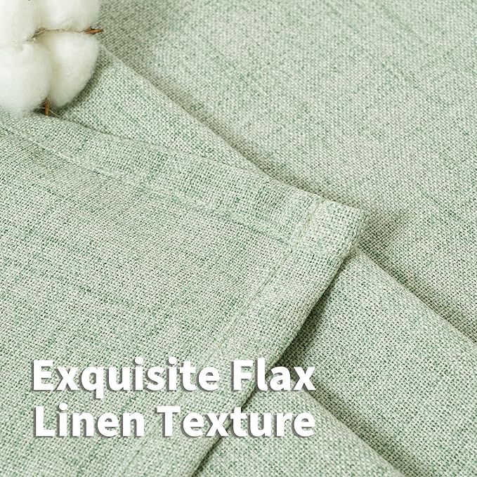 YoungsTex Sage Green Linen Curtains 63 Inch Length - Image 5