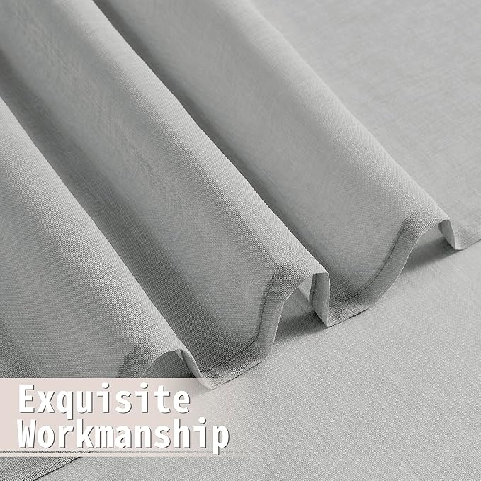 Tollpiz Sheer Door Curtain Closet Linen Textured Curtains Sheer Doorway Light - Image 8