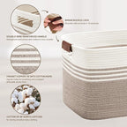 60L Large Laundry Basket with Leather Handles - Image 5