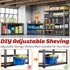 48"W Garage Shelving, 3050LBS Storage Shelves Heavy Duty, 5 Tier Metal Shelving - Image 5