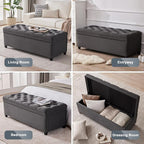 50" Storage Ottoman Bench, Tufted Ottoman - Image 4