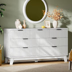 Fluted Dresser with 7 Drawers, Wooden Dresser TV Stand, Wood Closet Clothes by Xixini