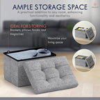 Ornavo Home Small Storage Ottoman Foldable Collapsible Rectangle Linen Ottoman - Image 3