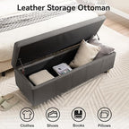 41" Faux Leather Storage Ottoman, Stitch Tufted Rectangle Upholstered End of - Image 3
