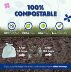 BPI 100% Home Compostable Kitchen Trash Bags, 13 Gallon 1.5 Mil Heavy Duty - Image 5