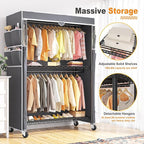 Raybee Clothes Rack with Cover, Portable with Wheels and Adjustable Feets - Image 8