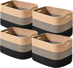 Storage Baskets for Shelves Organizing, Woven Cotton Rope Baskets for Storage by ICERZCZ