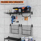 6 Pack Foldable Wall Shelf, Wall Mounted Garage Storage Shelves, Heavy Duty - Image 2