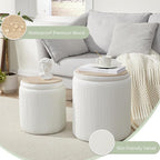 Round Ottoman with Storage Set of 2, Vanity Stool with Storage - Image 6