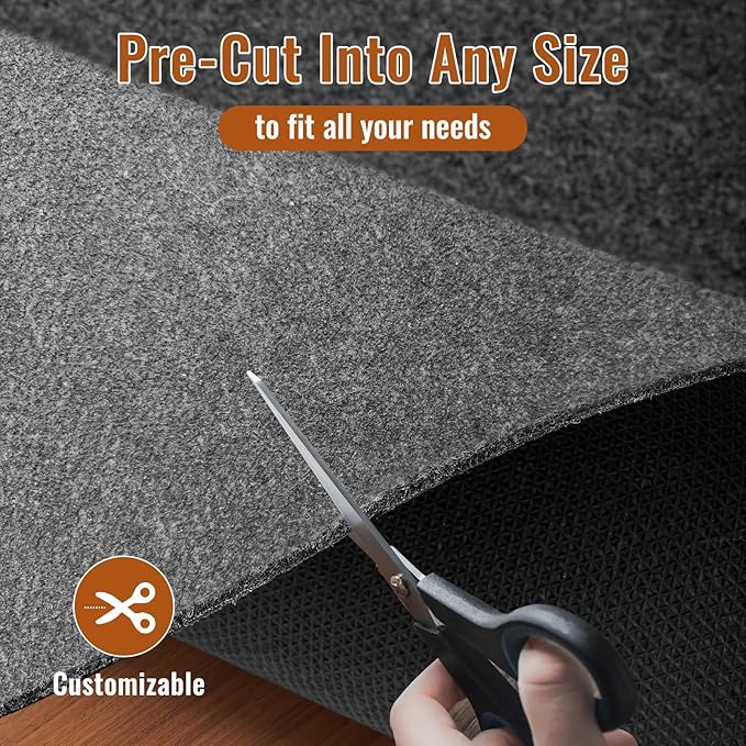 Felt Rug Pad, 10 x 14 Ft Rubber Non-Slip Rug Pad Gripper, Keep Rugs Secure and - Image 3