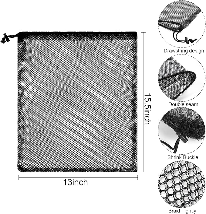 13"X15.5" 24Pcs Mesh Laundry Drawstring Bag Nylon Drawstring Gym Bag - Image 3