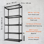 VEVOR Storage Shelving Unit, 5-Tier Adjustable, 2000 lbs Capacity, Heavy Duty - Image 3