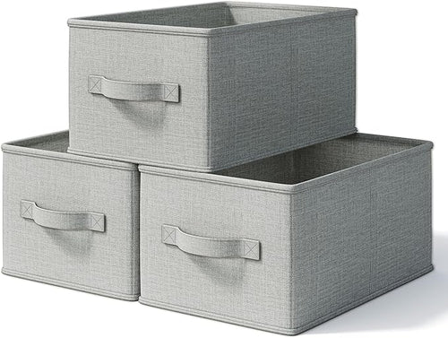 3 Pack Fabric Storage Bins for Shelves | 14.75x10.25x8.25 in Storage Baskets | by LaySpace-YourRoomOrganizer