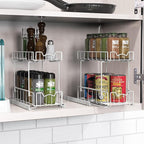 Simple Houseware 2-Tier Spice Rack Slide Out Wire Basket Drawer Organizer - Image 3