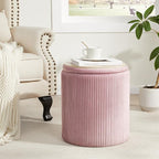 Round Ottoman with Storage Set of 2, Vanity Stool with Storage - Image 2