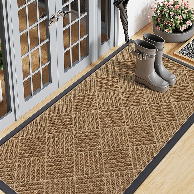 Smiry Front Door Mat Outside Entrance, Heavy Duty Outdoor Indoor Mat, Natural by Smiry