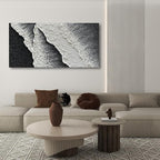 NANKAI Hand Painted black and white abstract canvas art oil painting waves - Image 7