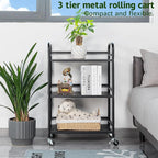 HDANI 3 Tier Rolling Cart Shelves, Heavy Duty Multifunctional Metal - Image 4