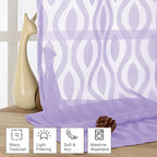 Aiyufeng Light Purple Valances for Windows, Chic Wavy Line Clip Jacquard Voile - Image 2