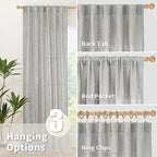 YoungsTex Dark Grey Linen Curtains 63 Inch Length - Image 5