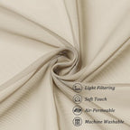 Chyhomenyc Taupe Sheer Curtains 96 inches Long 2 Panels, Light Filtering Soft - Image 8