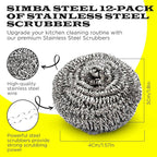 12Pcs Simba Stainless Steel Wool Scrubber Pads - Image 2