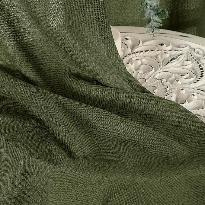 YoungsTex Olive Green Linen Curtains 80 Inch Length - Image 7