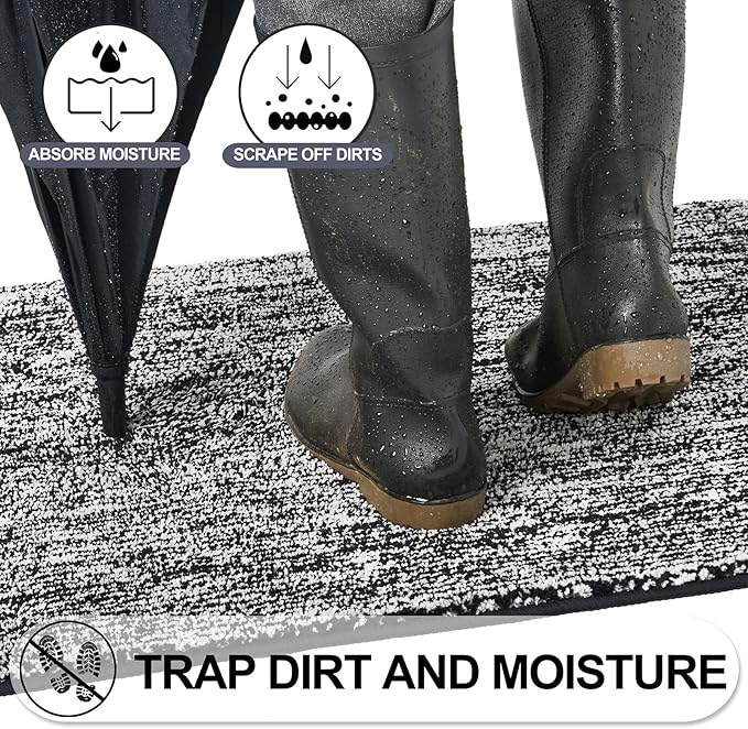 REFETONE Indoor Doormat, Front Door Mat 24"x36" Absorbent Rubber Backing Non - Image 3